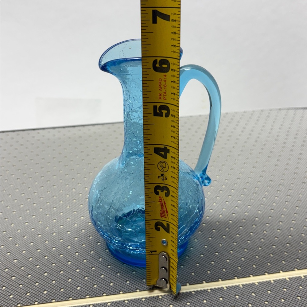 Blue Crackle Glass Pitcher - Picture 8 of 8